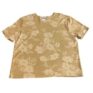 Vintage T Shirt size 2X Romantic Floral Print Beige Summer Sporty Boho